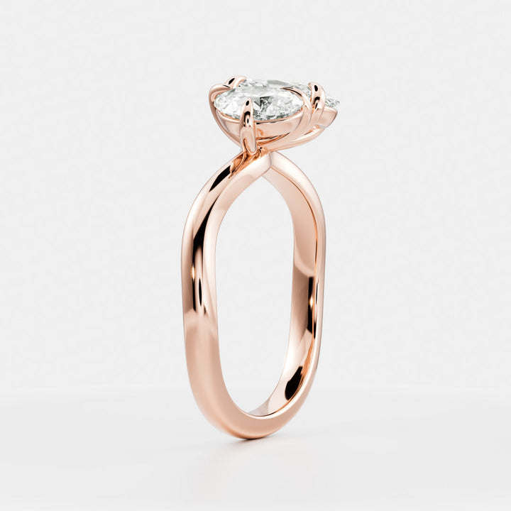 pear oval dual stone curved engagement ring lab diamond USA 1ct