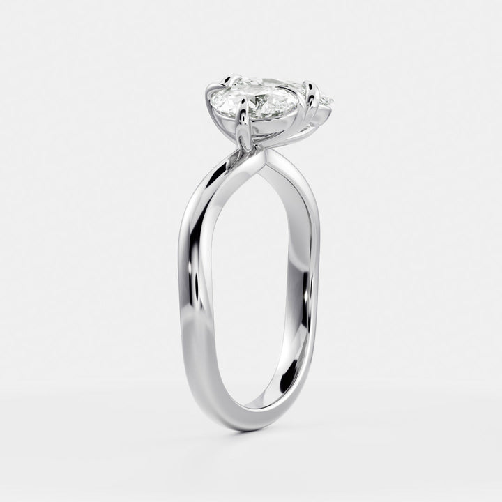 minimalist pear oval curved dual stone ring IGI USA