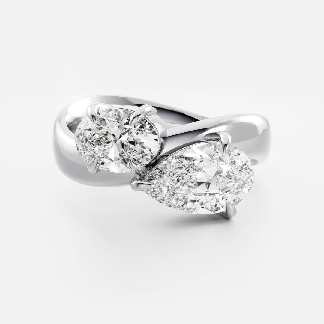 clean pear oval dual stone toi et moi ring IGI USA