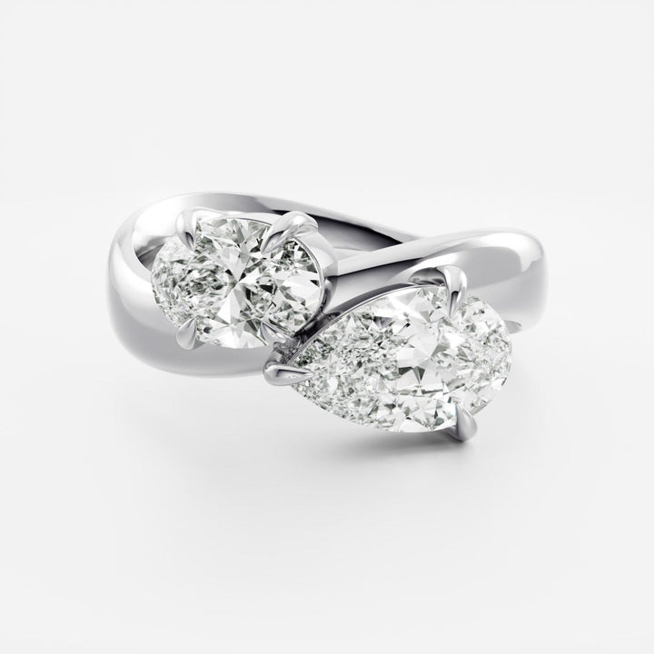 clean pear oval dual stone toi et moi ring IGI USA