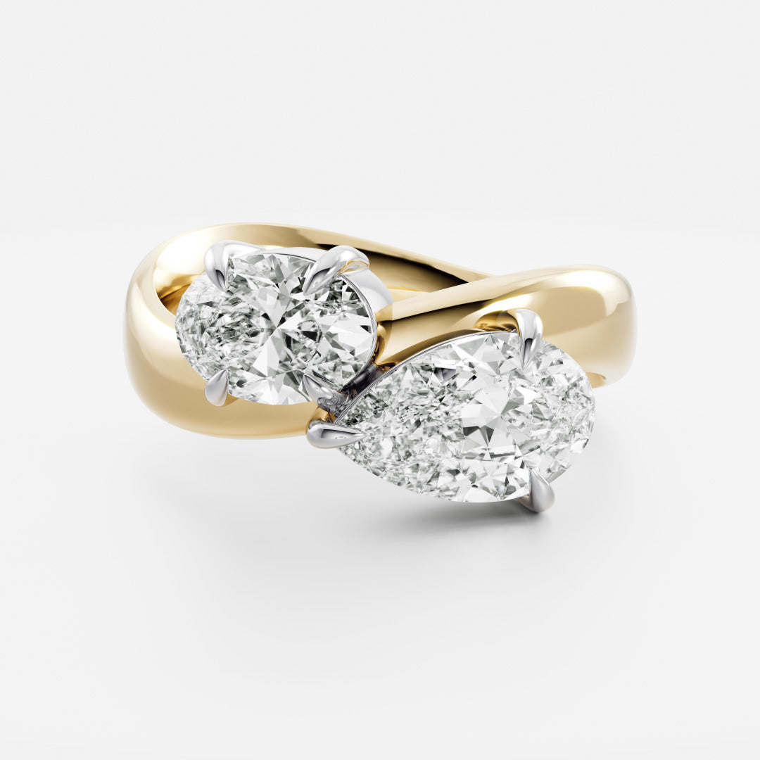 pear oval toi et moi engagement ring 1 carat lab diamond IGI USA
