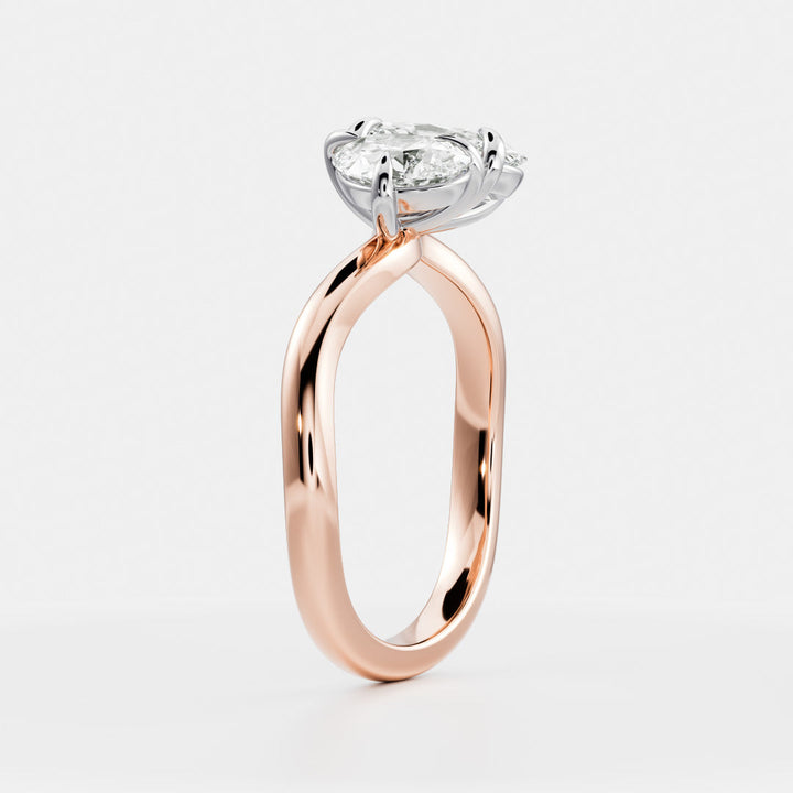 elegant pear oval curved toi et moi diamond ring IGI certified USA