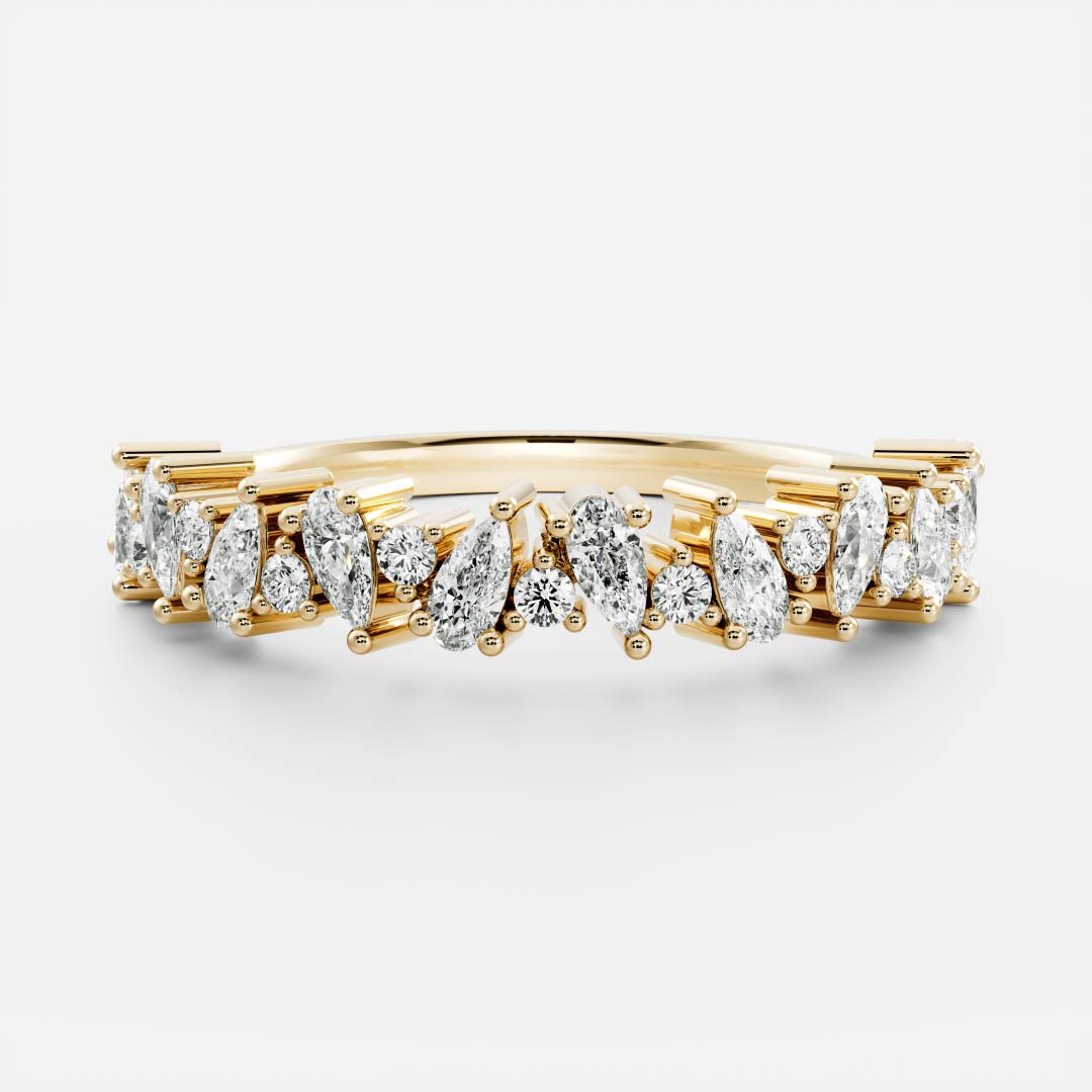 Pear and Round Lab Grown Diamond Cluster Wedding Band