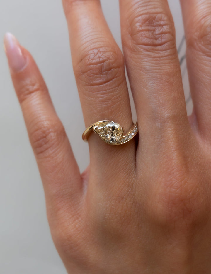 Champagne Pear Diamond Ring for Women