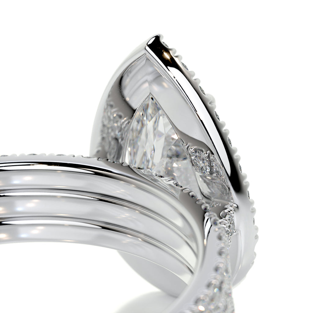 Pear Halo Engagement Ring Set