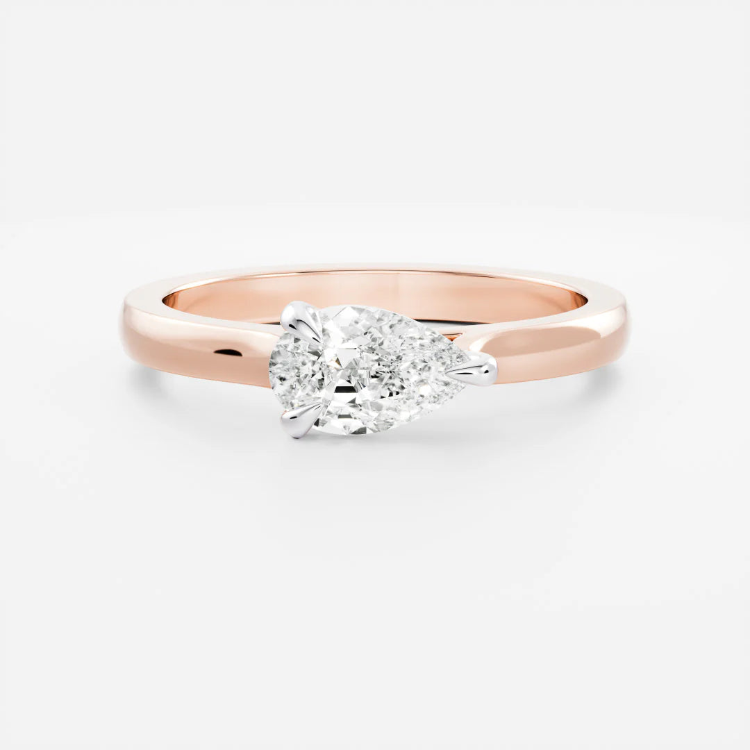 east west pear cut cathedral ring petite lab diamond 0.5ct USA