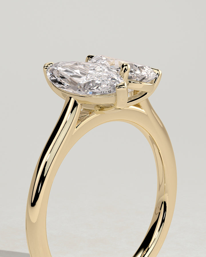  Pear and Marquise Toi et Moi IGI CVD Diamond Engagement Ring