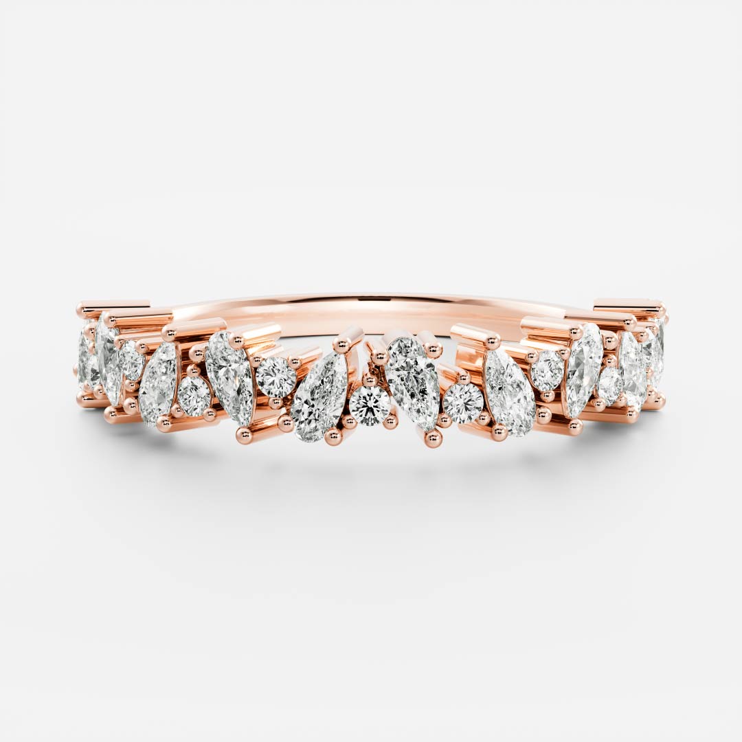 Pear and Round Diamond Cluster Band