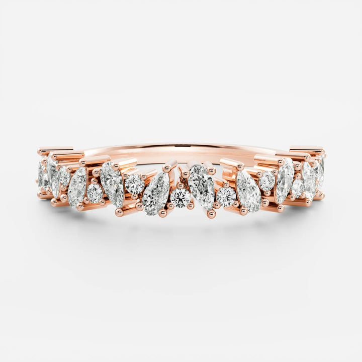 Pear and Round Diamond Cluster Band