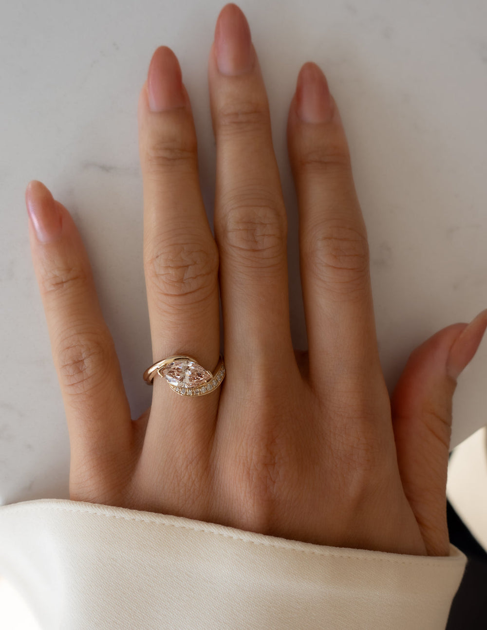 2.50 Carat Pink Marquise Lab Diamond Ring