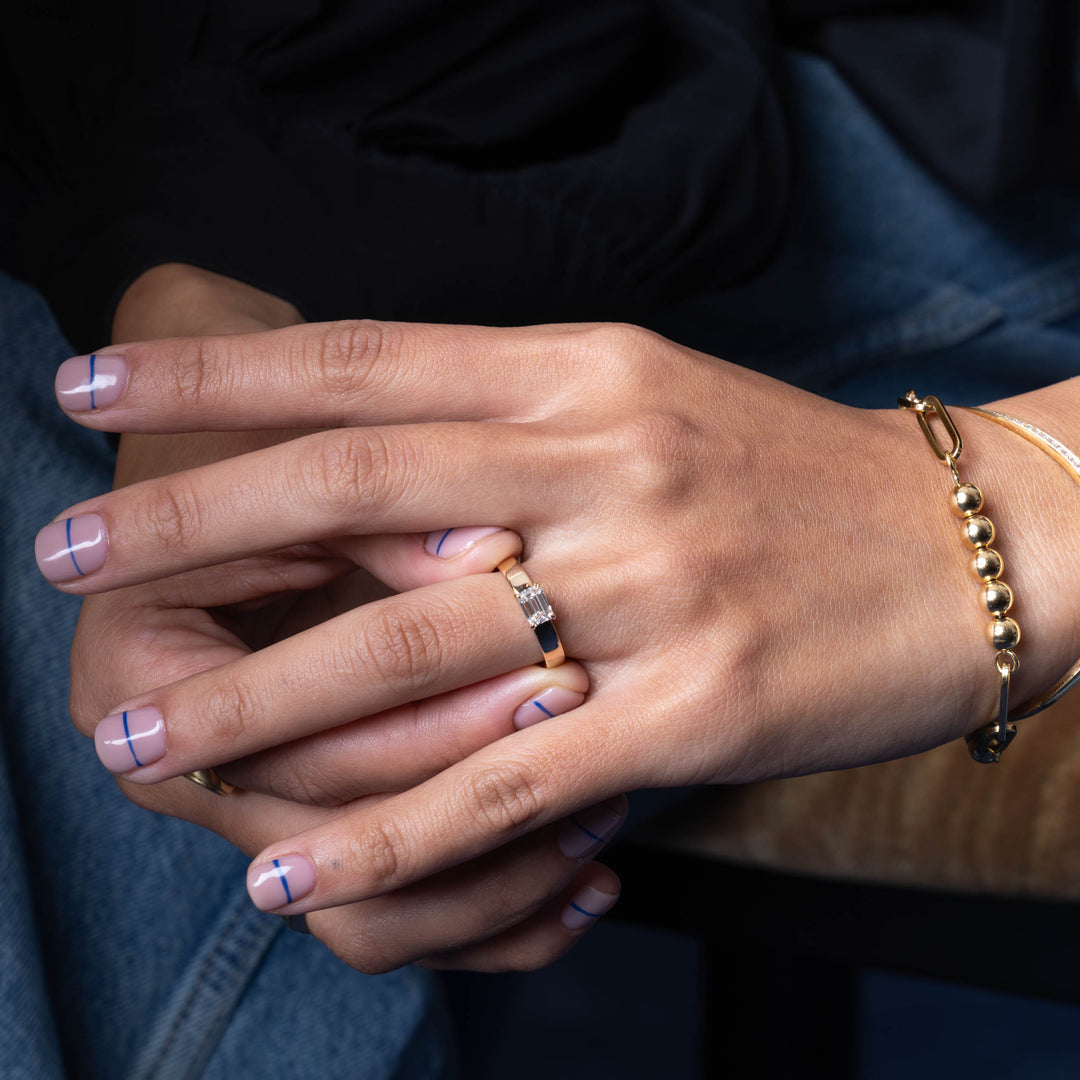 0.75CT East West Emerald Cut E/VS1 Lab Grown Diamond Solitaire Engagement Ring