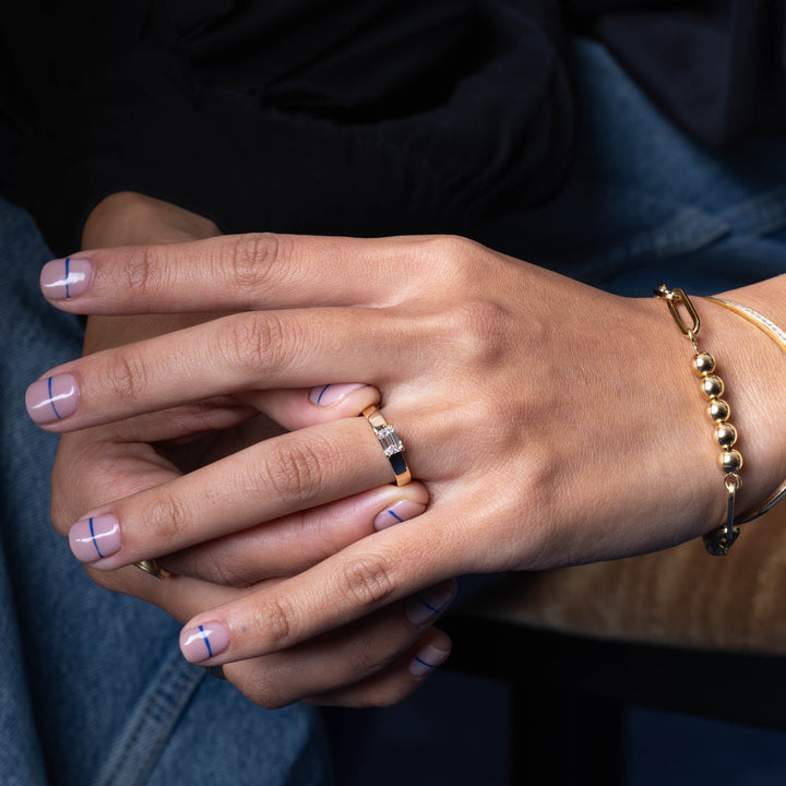 0.75CT East West Emerald Cut E/VS1 Lab Grown Diamond Solitaire Engagement Ring