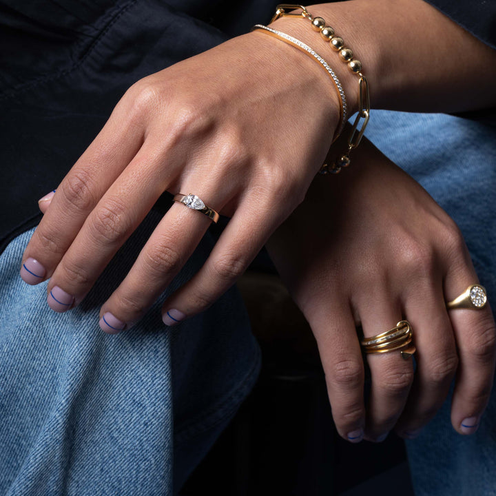 0.75CT East West Pear Cut E/VS1 Lab Grown Diamond Solitaire Engagement Ring