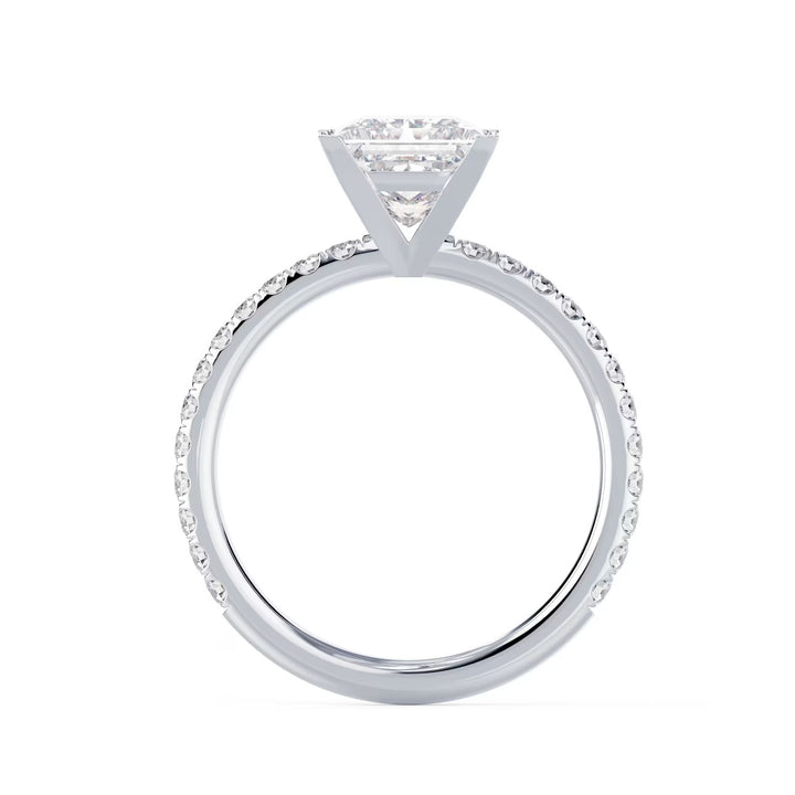 princess lab grown diamond pave engagement ring USA