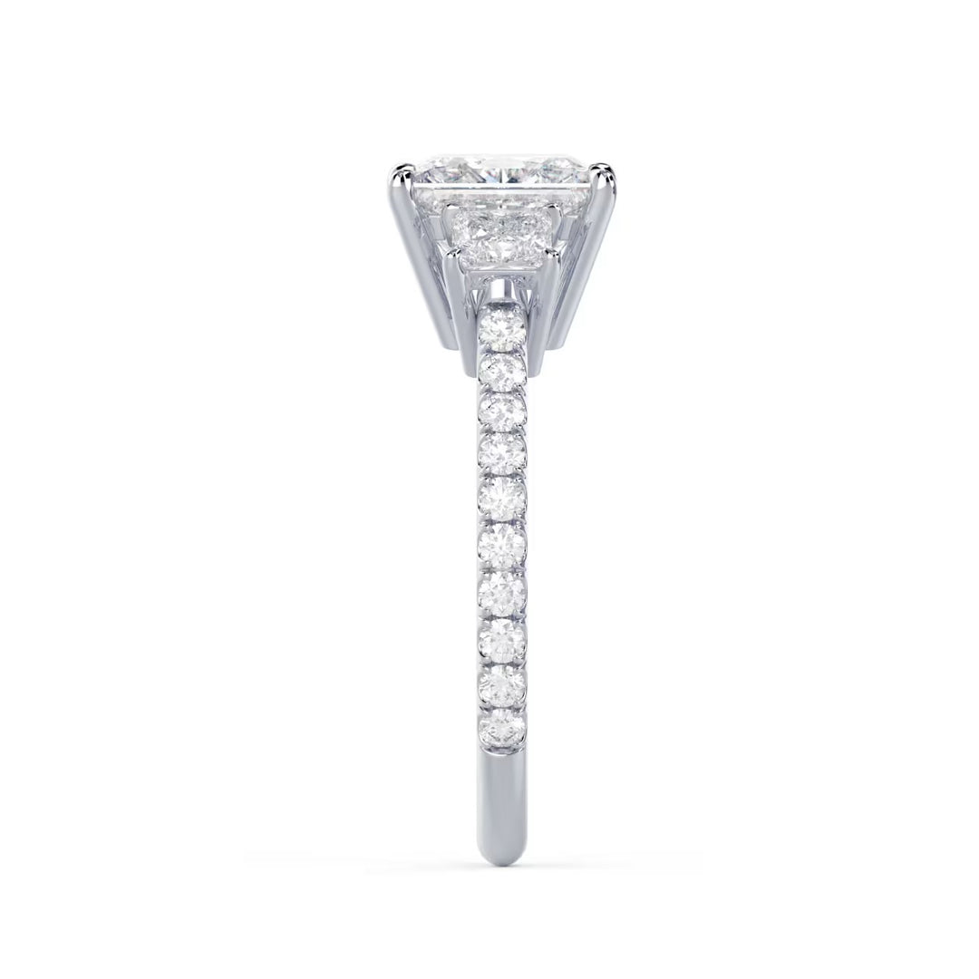 1.5 carat princess cut lab grown diamond engagement ring three stone pave