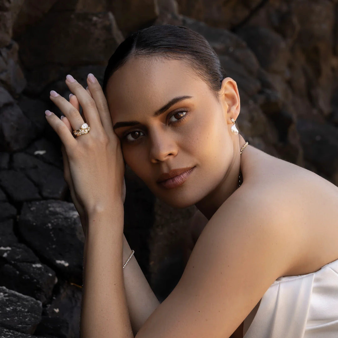 1.50CT East West Pear Lab Grown Diamond Curved Solitaire Engagement Ring