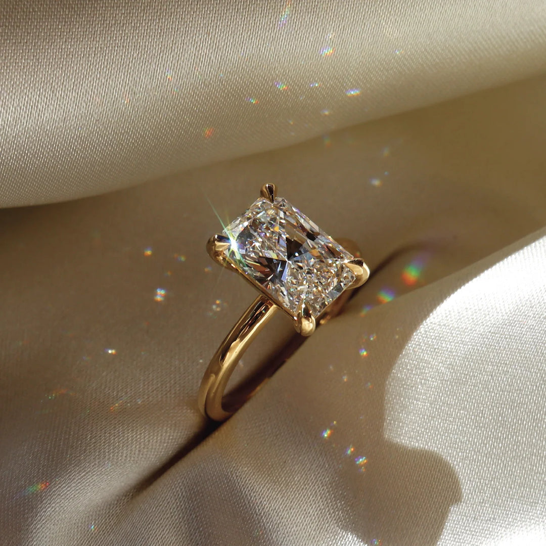 elegant radiant cut solitaire engagement ring IGI certified lab diamond USA