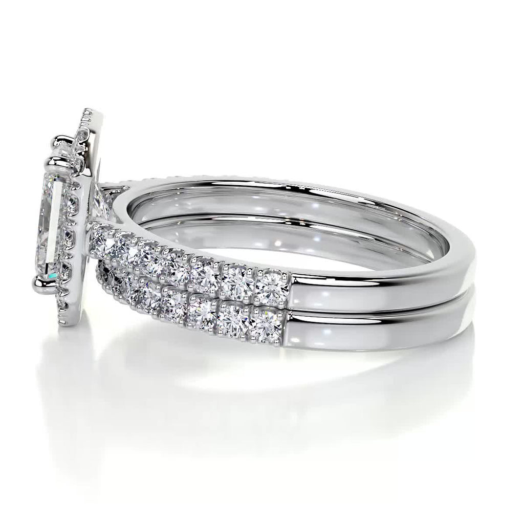 Radiant Cut Halo Engagement Ring Set