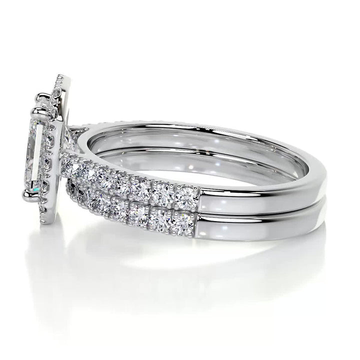 Radiant Cut Halo Engagement Ring Set