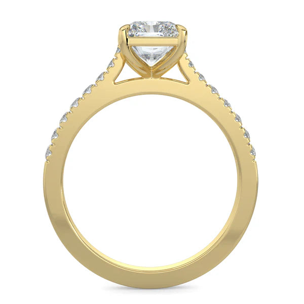 radiant cut cathedral pavé engagement ring 2 carat lab diamond USA