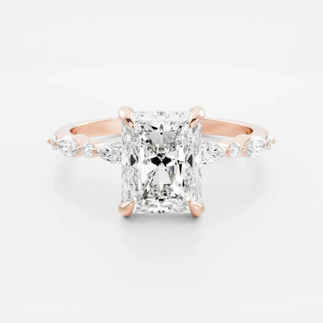 radiant cut pave engagement ring 2 carat lab diamond IGI certified USA