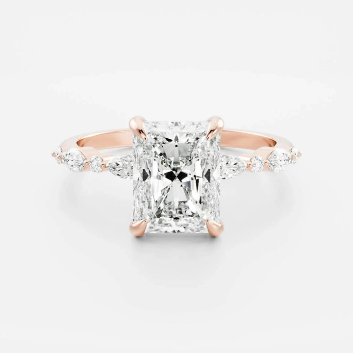 radiant cut pave engagement ring 2 carat lab diamond IGI certified USA