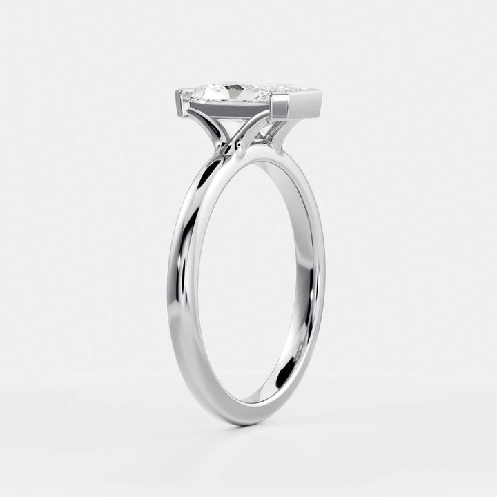 modern radiant half bezel engagement ring lab diamond solitaire 2ct USA