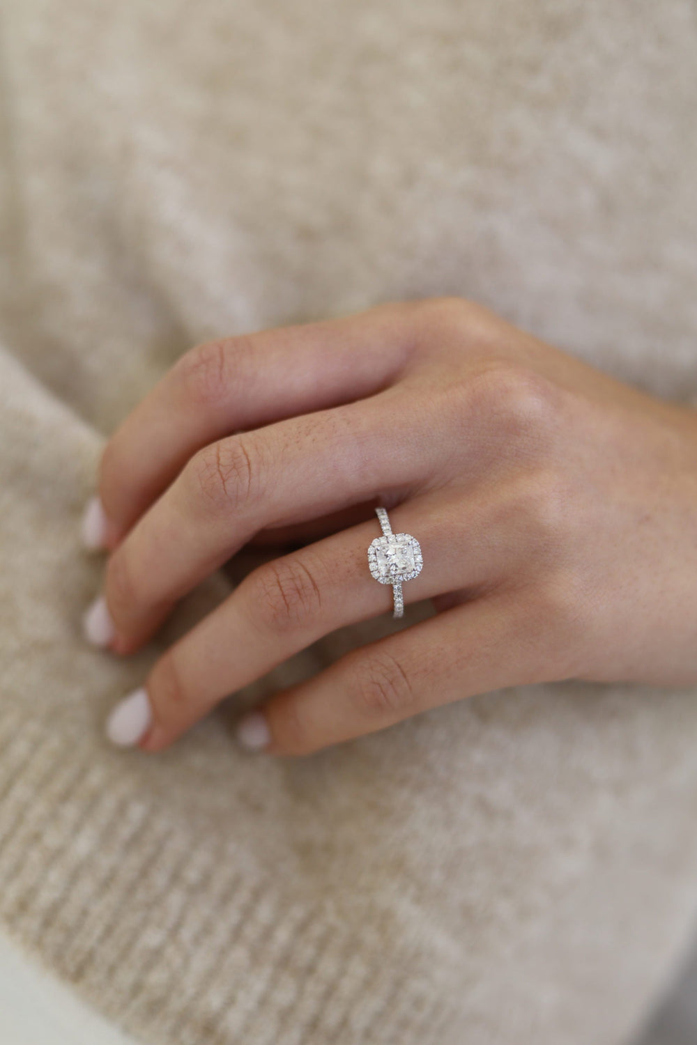 Radiant Cut Halo Lab Grown Diamond Engagement Ring