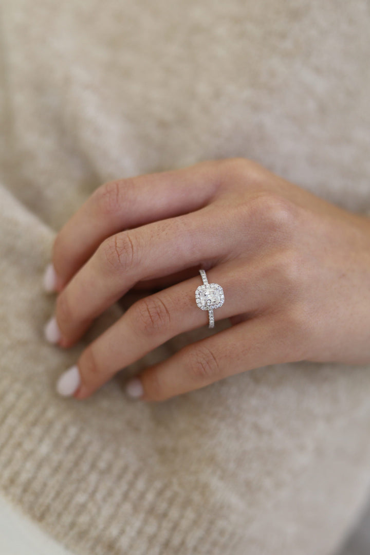 Radiant Cut Halo Lab Grown Diamond Engagement Ring