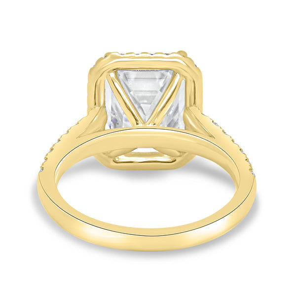 radiant halo cathedral engagement ring lab grown diamond USA
