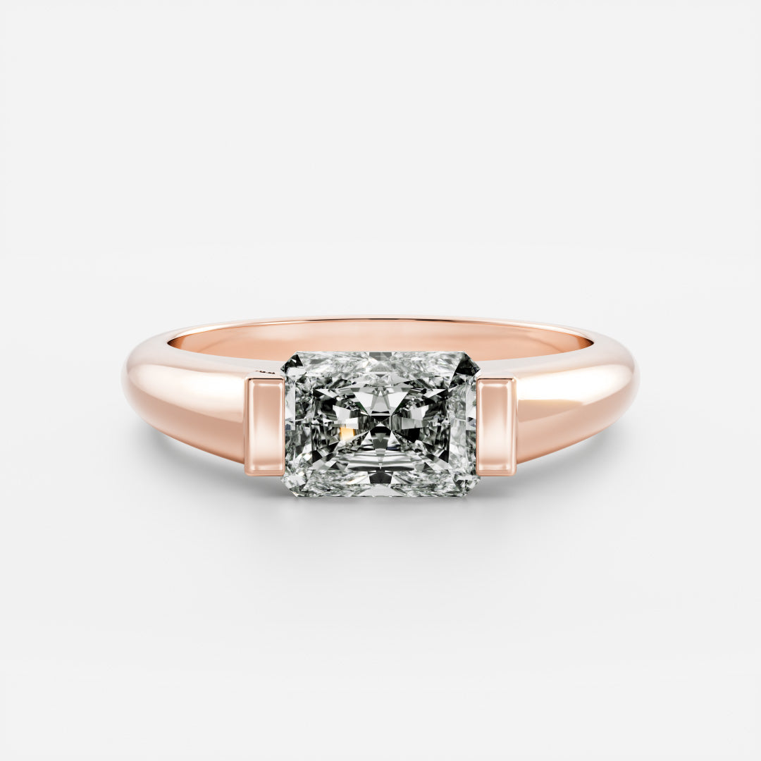 radiant cut half bezel engagement ring 1 carat lab diamond IGI USA