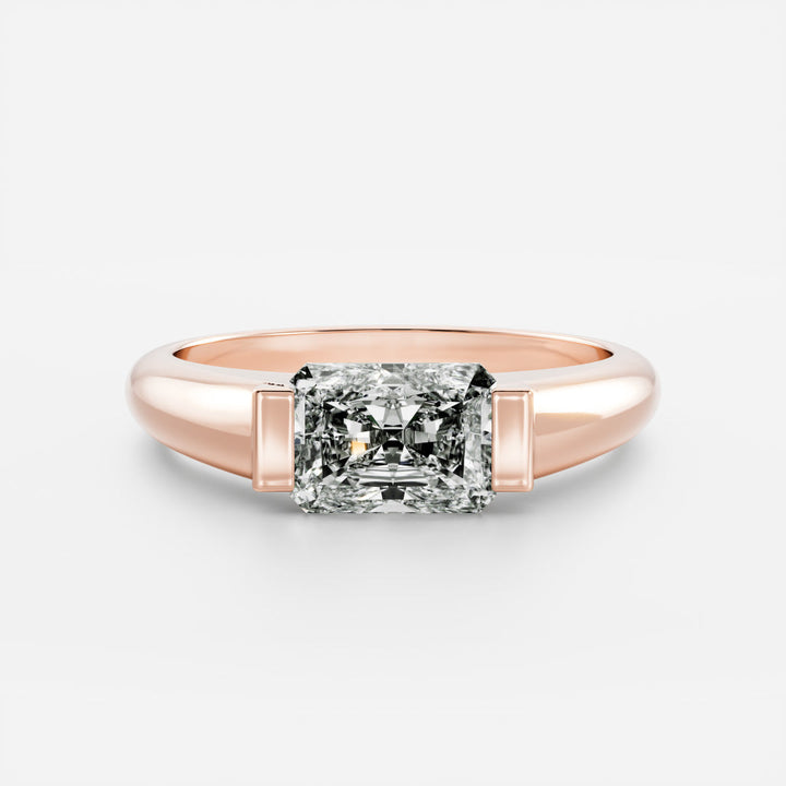 radiant cut half bezel engagement ring 1 carat lab diamond IGI USA