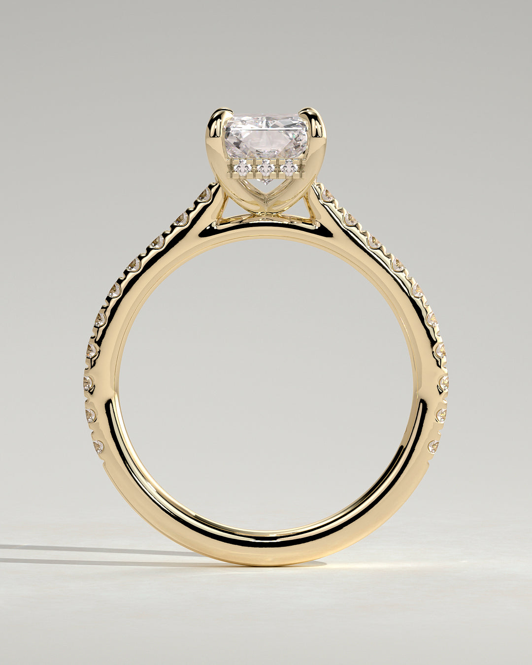 1.5 carat radiant diamond engagement ring pavé halo lab grown IGI