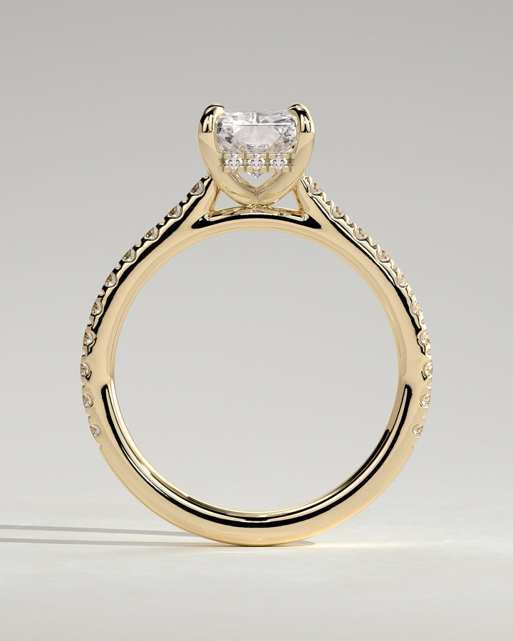 1.5 carat radiant diamond engagement ring pavé halo lab grown IGI
