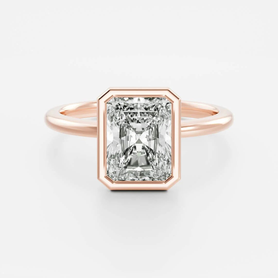 radiant cut bezel engagement ring 2 carat lab diamond IGI certified USA