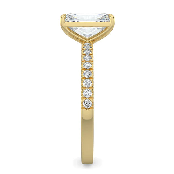 radiant cut pavé engagement ring 2 carat lab diamond USA