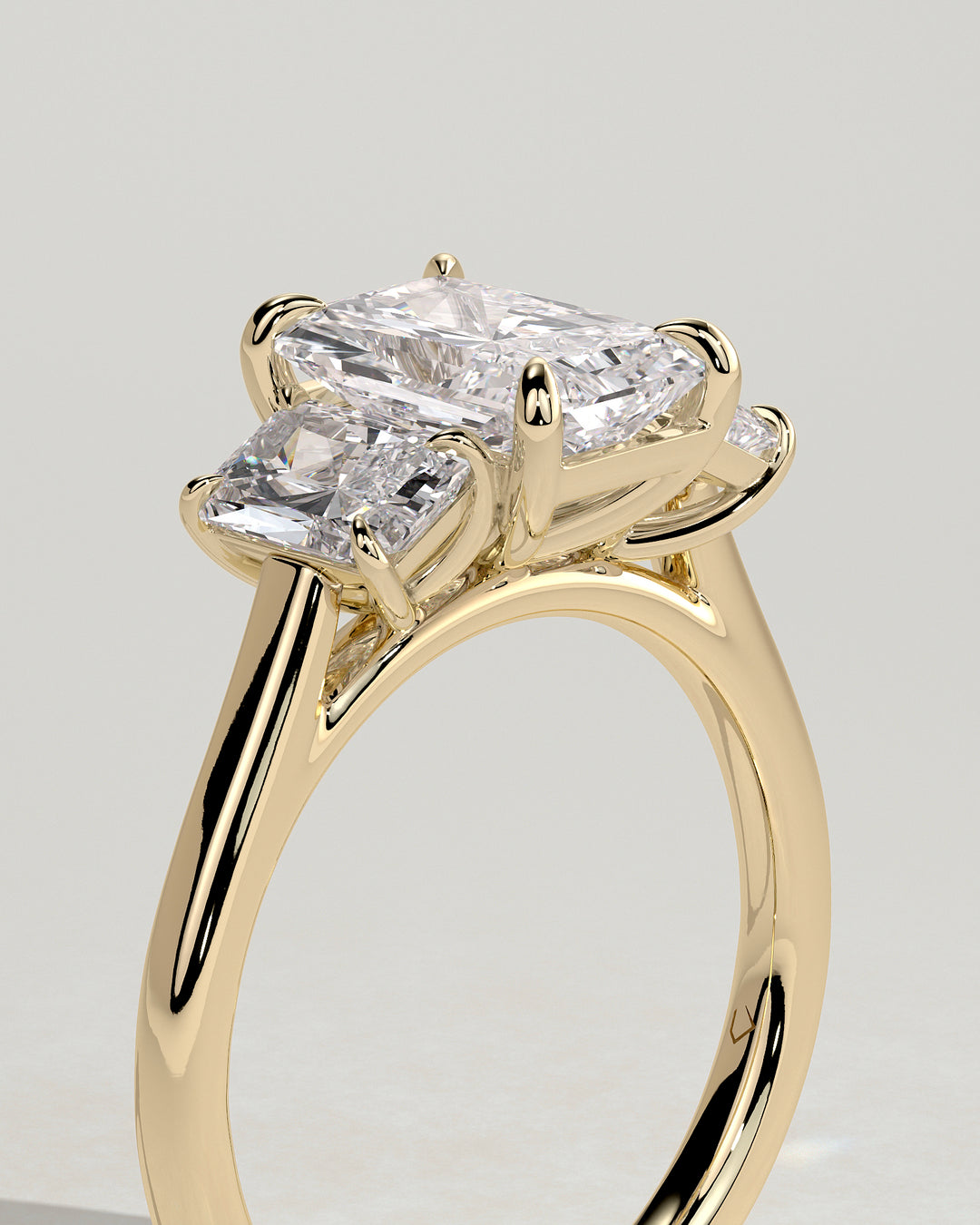 Radiant Cut Three Stone Ring