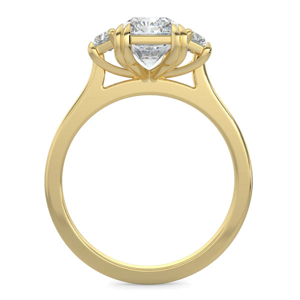 radiant cut three stone engagement ring 2 carat lab diamond USA