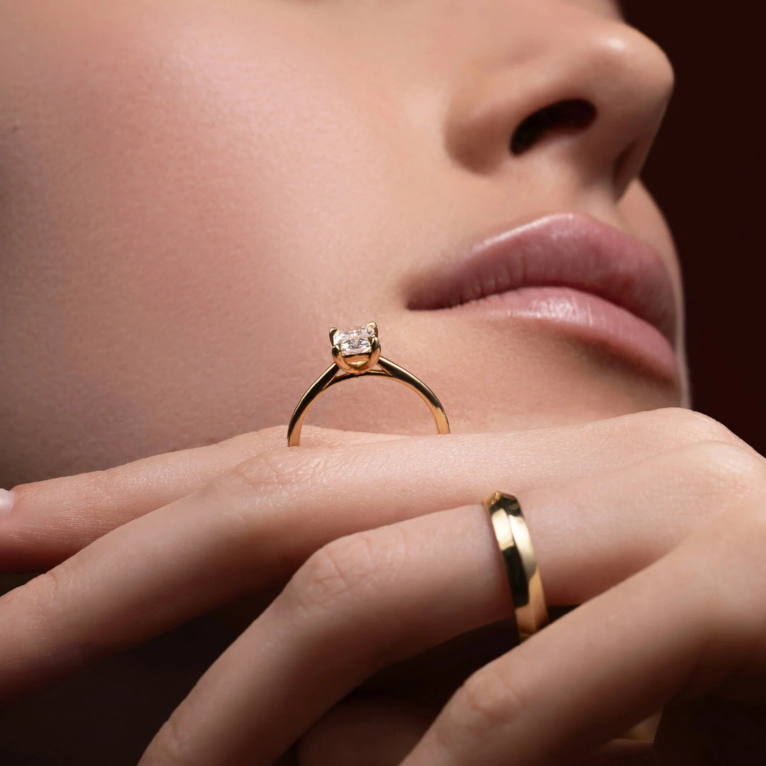 elegant radiant cathedral solitaire engagement ring lab grown USA