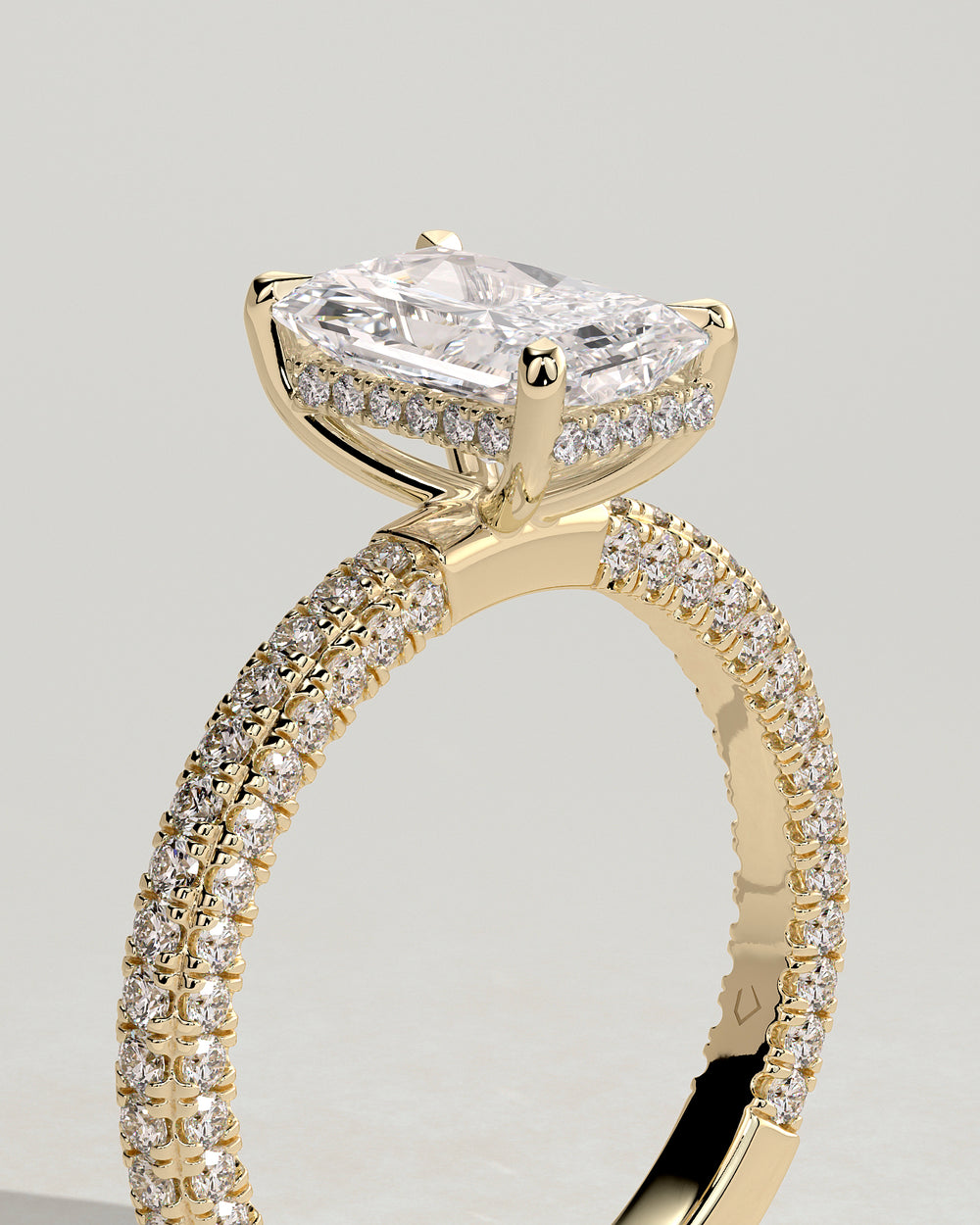 radiant cut engagement ring hidden halo