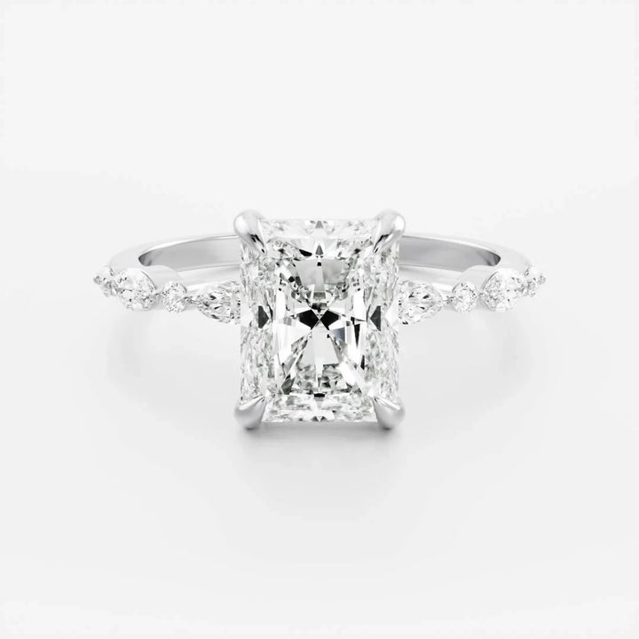 radiant pavé engagement ring 2ct lab diamond IGI USA