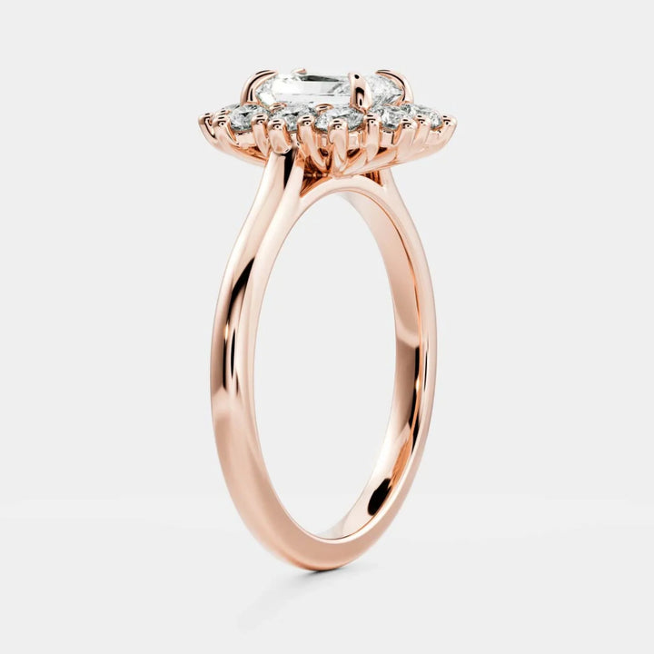 modern radiant halo cluster engagement ring lab grown diamond IGI USA