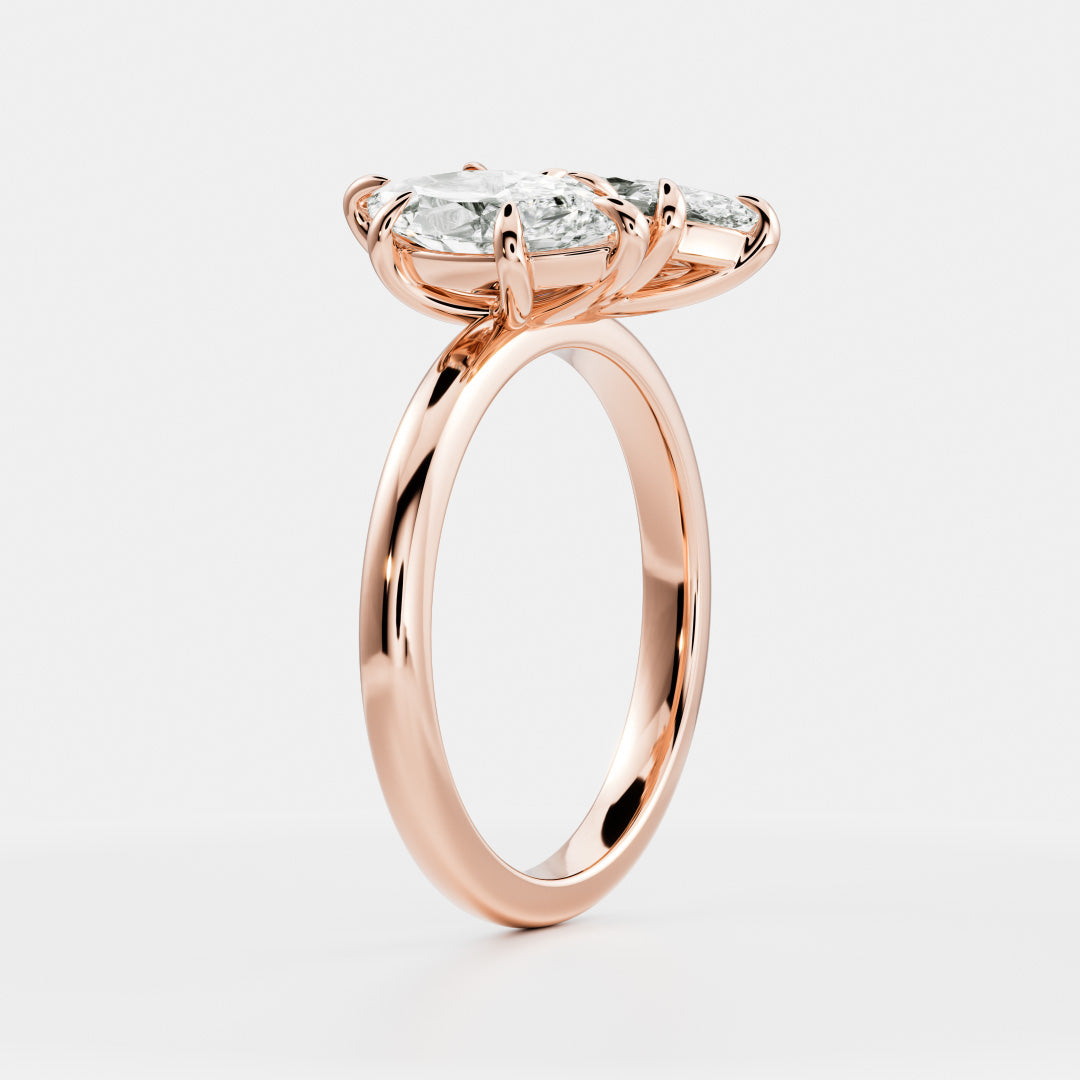 1.0CT Marquise Cut IGI Certified CVD Diamond Toi Et Moi Engagement Ring