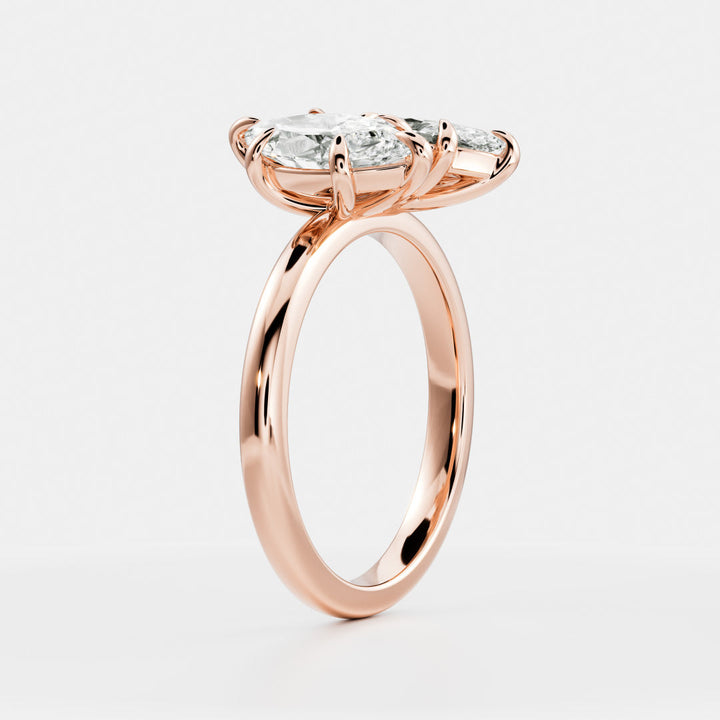 1.0CT Marquise Cut IGI Certified CVD Diamond Toi Et Moi Engagement Ring