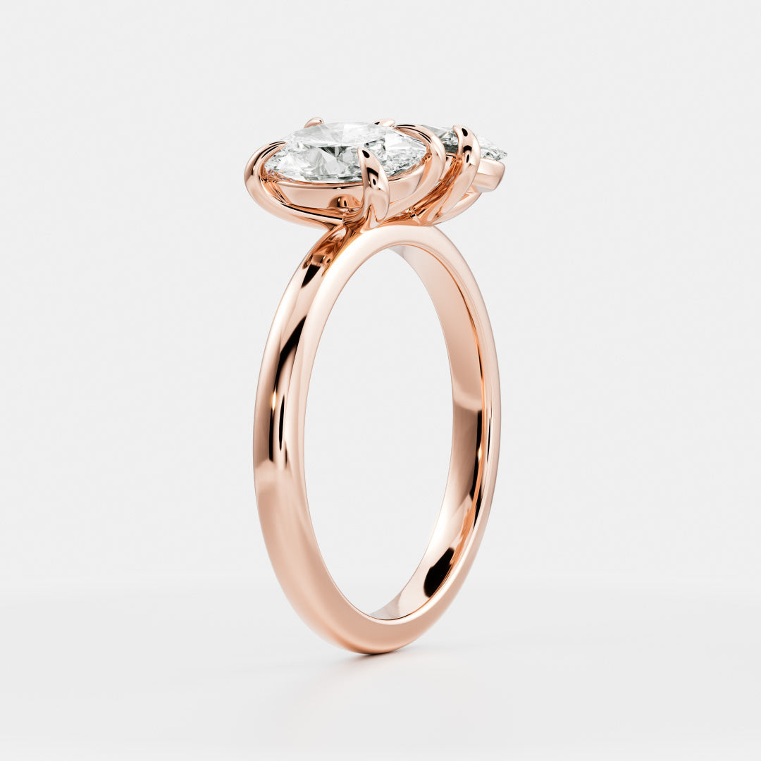 1.0CT Oval Cut IGI Certified CVD Diamond Toi Et Moi Engagement Ring