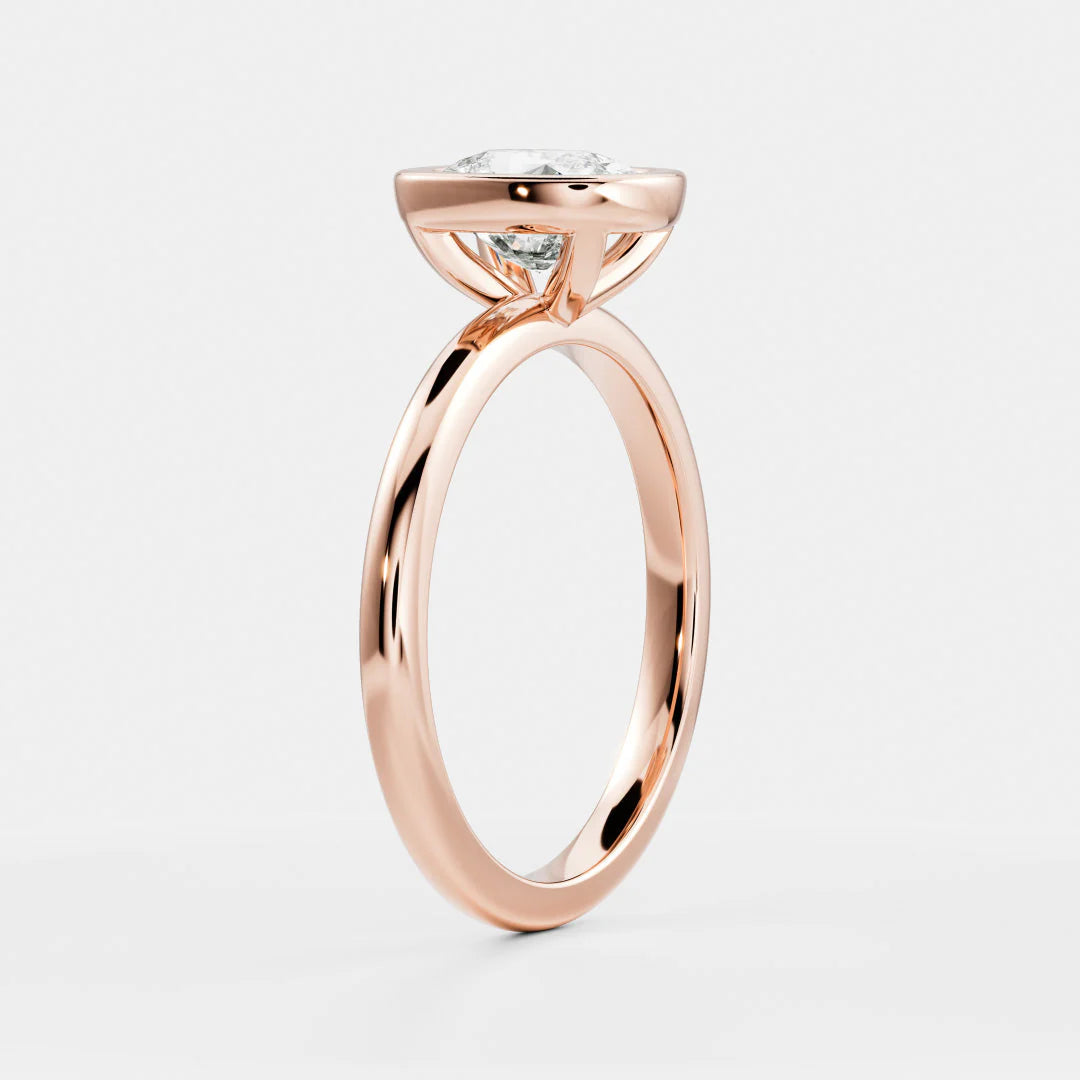 1.50CT Bezel Set Cushion Cut E/VS1 Lab Grown Diamond Solitaire Engagement Ring