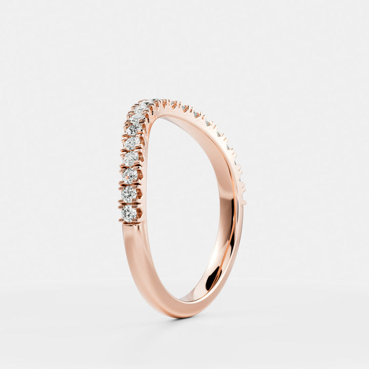 Round E/VS1 CVD Diamond Curved Pave Wedding Band
