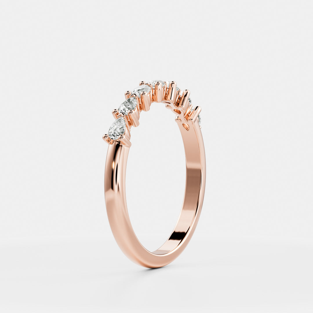 East West Pear E/VS1 Lab Grown Diamond Half Eternity Wedding Band
