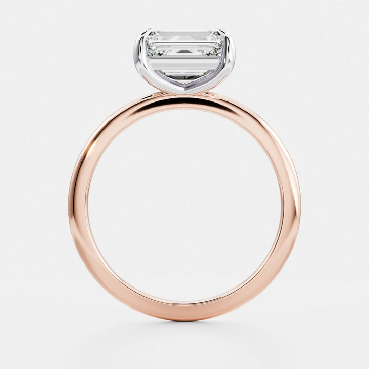 1.0CT East West Emerald Cut IGI Certified Diamond Solitaire Engagement Ring