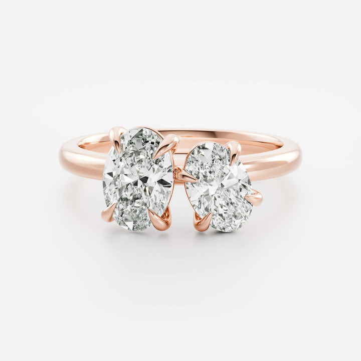 1.0CT Oval Cut IGI Certified CVD Diamond Toi Et Moi Engagement Ring